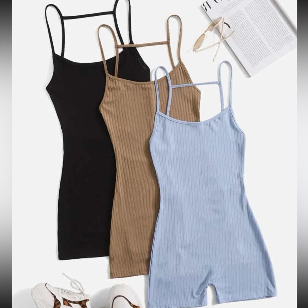 Solid Backless Cami Romper